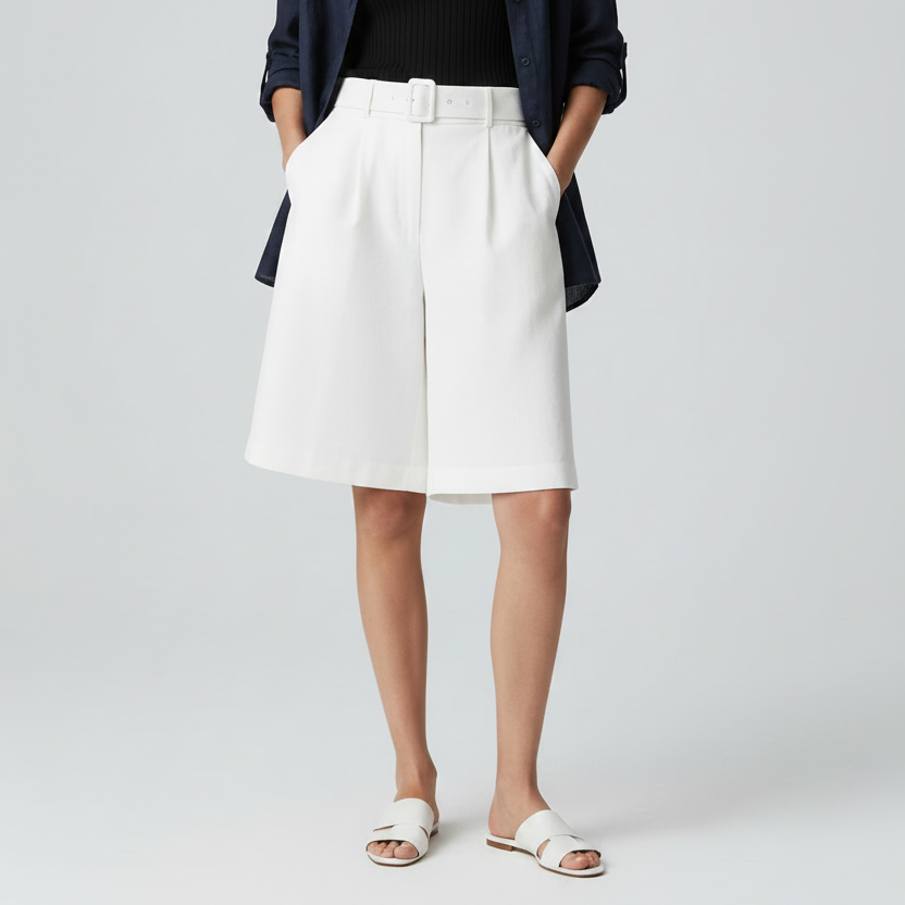 Summer White Tencel Linen Shorts