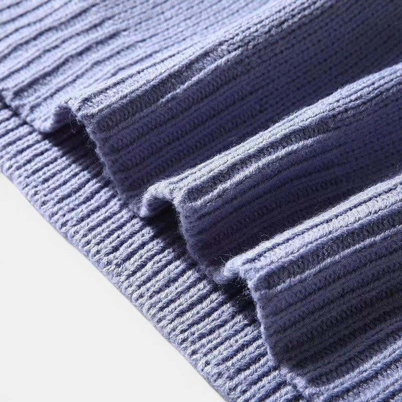 Allzom camisola de malha canelada azul-claro para homem, ajuste descontraído e moderno.