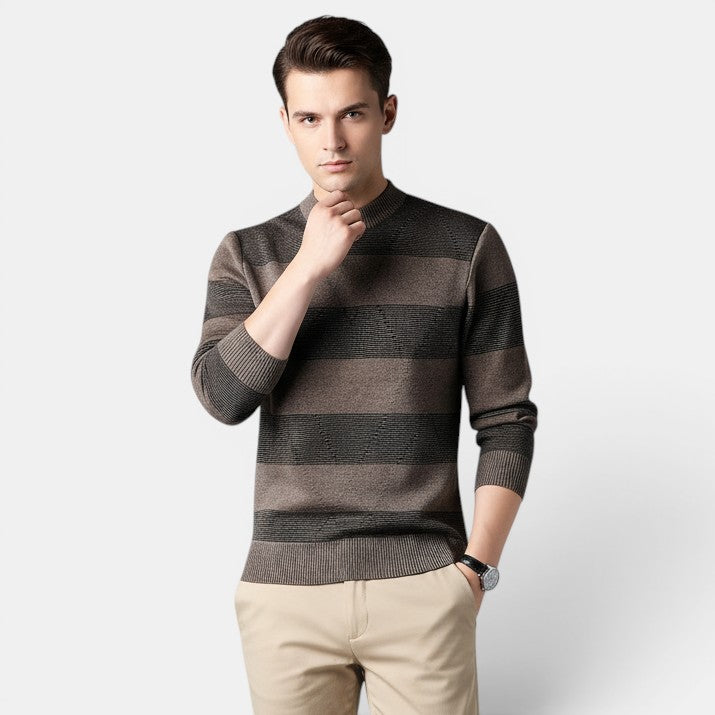 Men's Fashion Colourblock High Round Neck Knit Sweater