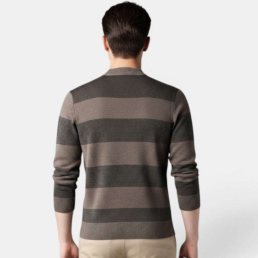 Men's Fashion Colourblock High Round Neck Knit Sweater