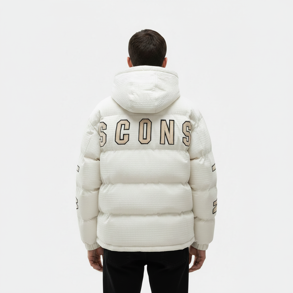 Men's Hooded Letter-Print Cotton-Padded Winter Jacket