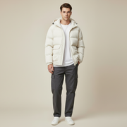 Men's Hooded Letter-Print Cotton-Padded Winter Jacket