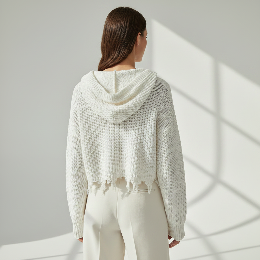 European And American Hooded Tassel Zipper Sweaters Coat