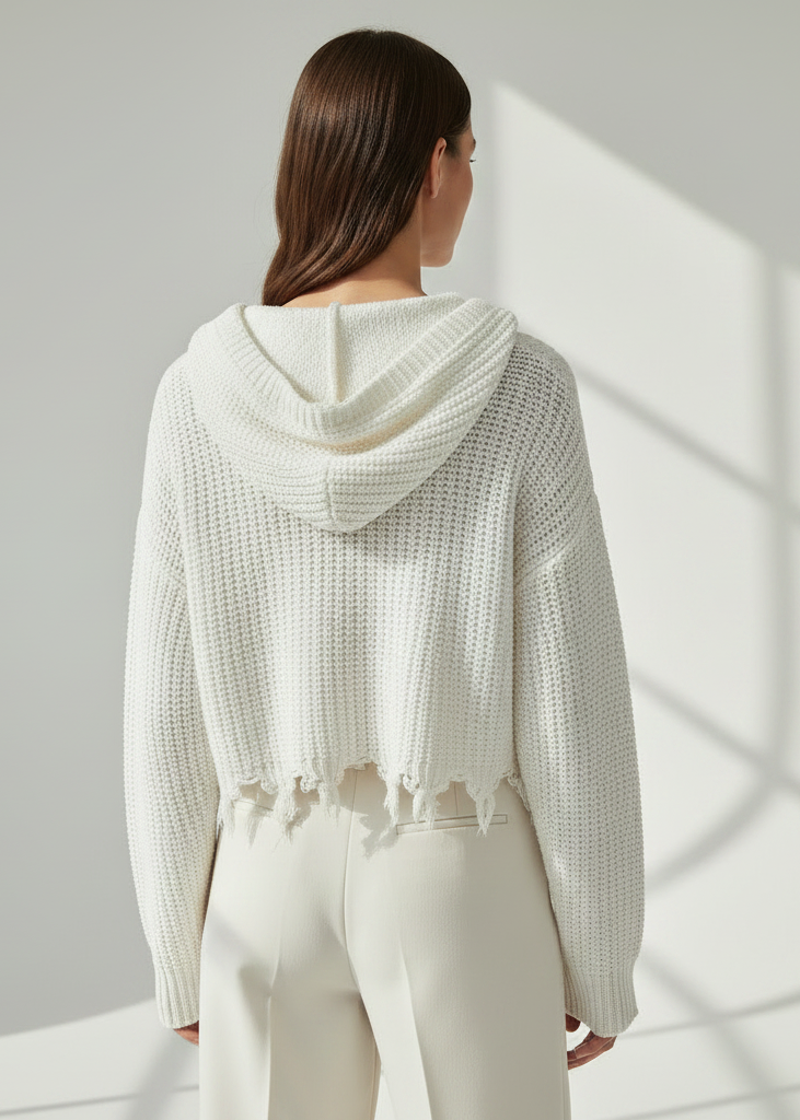 European And American Hooded Tassel Zipper Sweaters Coat