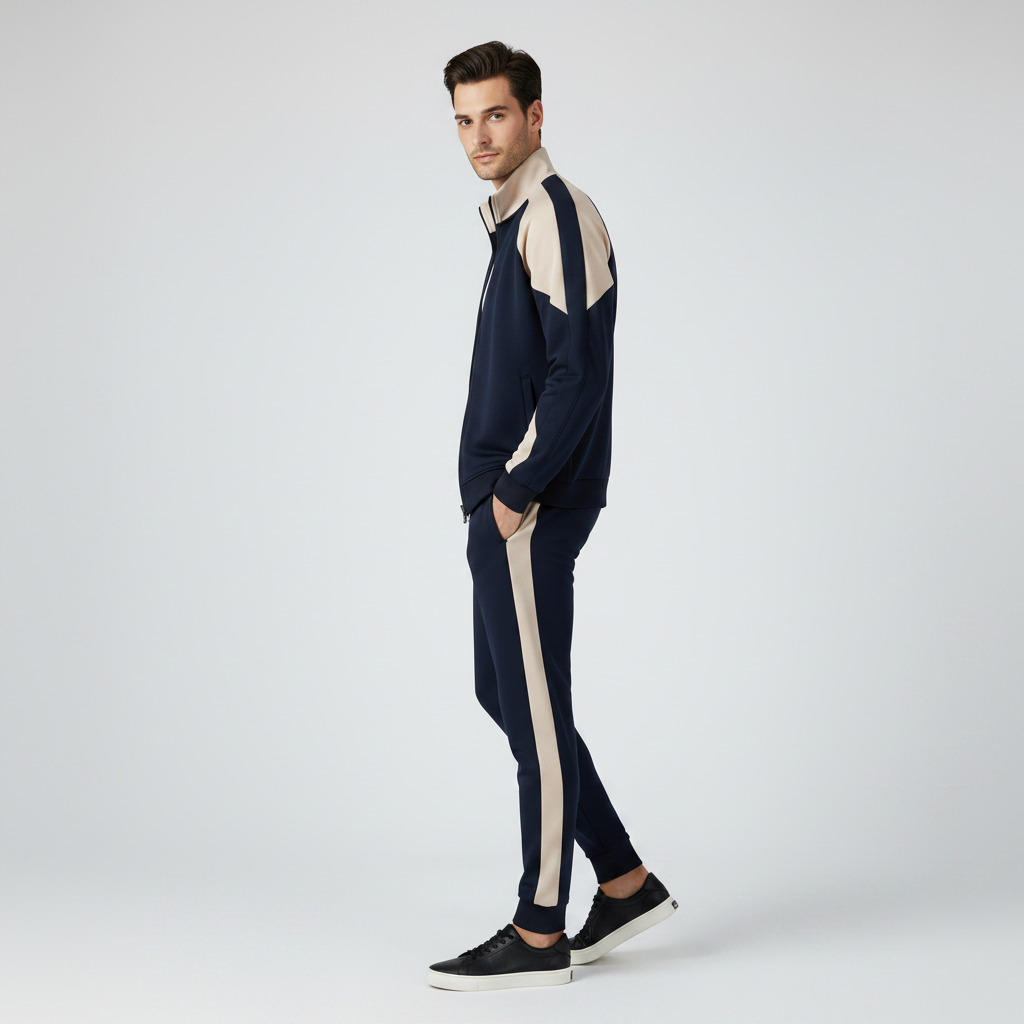 Men's Cardigan Color Contrast Patchwork Two-piece Casual Loose
