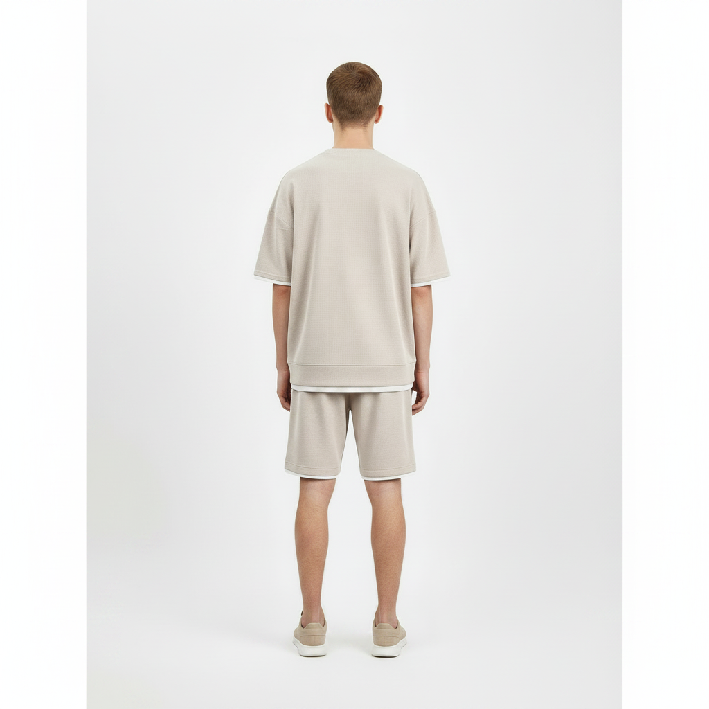 Waffle Sports Suit Men's Top And Shorts Two-piece Set