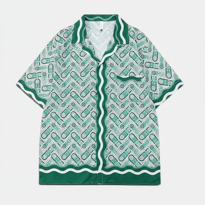 European And American Digital Printing Abstract Shirt Set