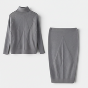 Women's Slim Fit Turtleneck Knitted Sweater – Black & Gray
