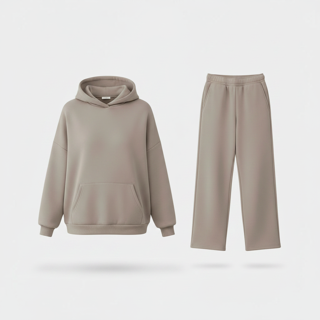 Women's Casual Hooded Oversized Sweatshirt & Wide-Leg Trousers Set