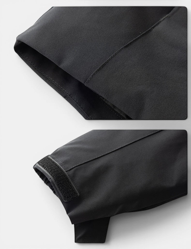 Allzom Couple's 3-in-1 Jacket: Black, adjustable velcro cuff detail on sleeve. Versatile and warm.