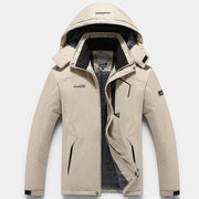 Allzom bege coat with hood, thick cotton padding, windproof and cold-proof for mountaineering and extreme cold. Available in plus sizes.