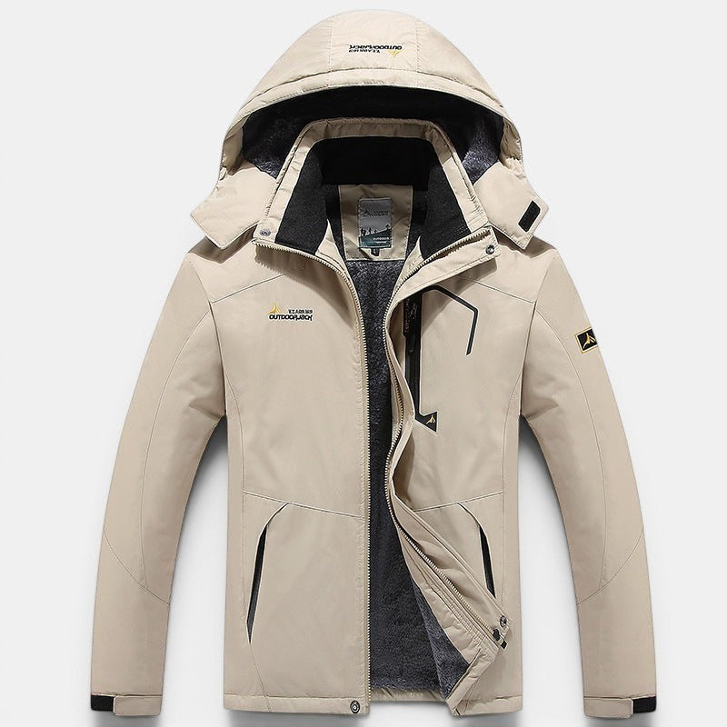 Allzom bege coat with hood, thick cotton padding, windproof and cold-proof for mountaineering and extreme cold. Available in plus sizes.