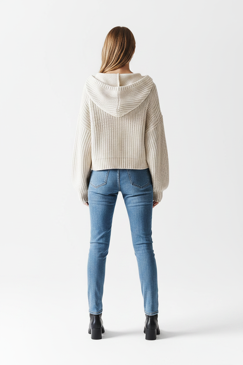 European And American Hooded Tassel Zipper Sweaters Coat