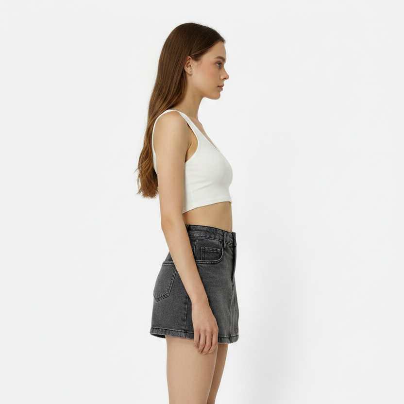 Hip-wrapped Denim Culotte Autumn Women's Asymmetric Hem