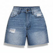 Women's High-Elastic Cropped Ripped Denim Shorts