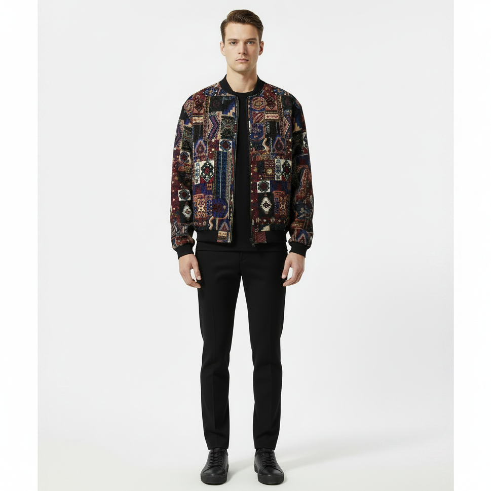 Men's Harajuku Ethnic Stand Collar Baseball Jacket