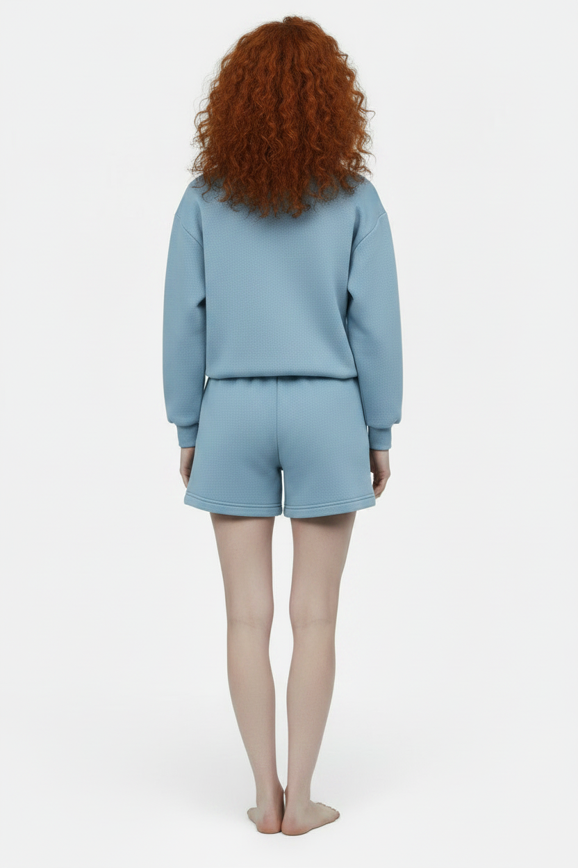 Solid Colour Fashion Casual Long Sleeve Shorts Sweater Suit