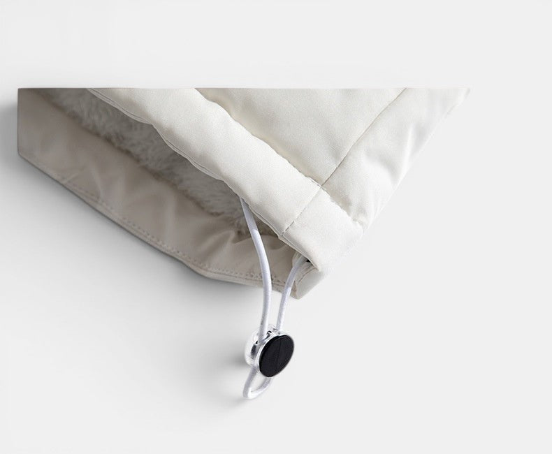 Allzom men's cream cotton jacket with fleece lining and adjustable drawstring hem.