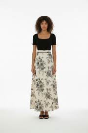 Women's Slimming French Floral Long Dress