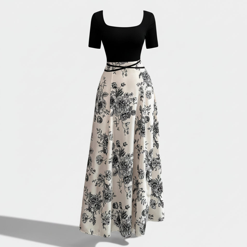 Women's Dress Slimming French Floral Long