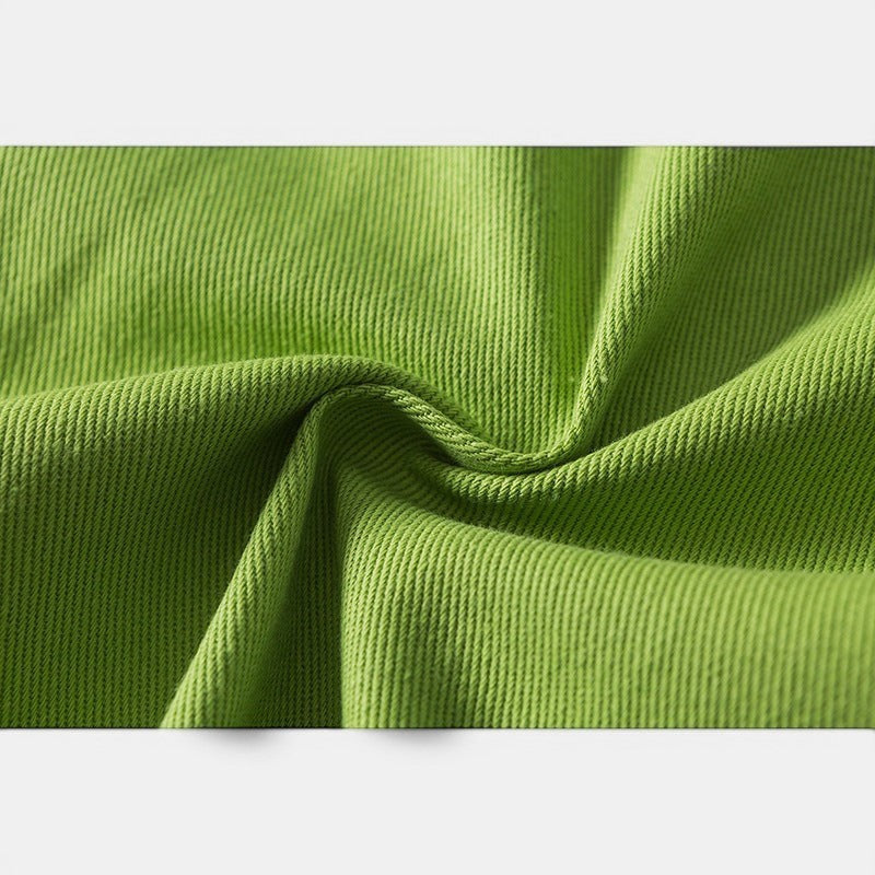 Allzom men's vintage lapel jacket in bright green cotton with a textured weave.