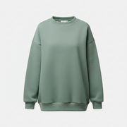 Women's Solid Colour Crew Neck Loose-Fit Pullover Sweatshirt