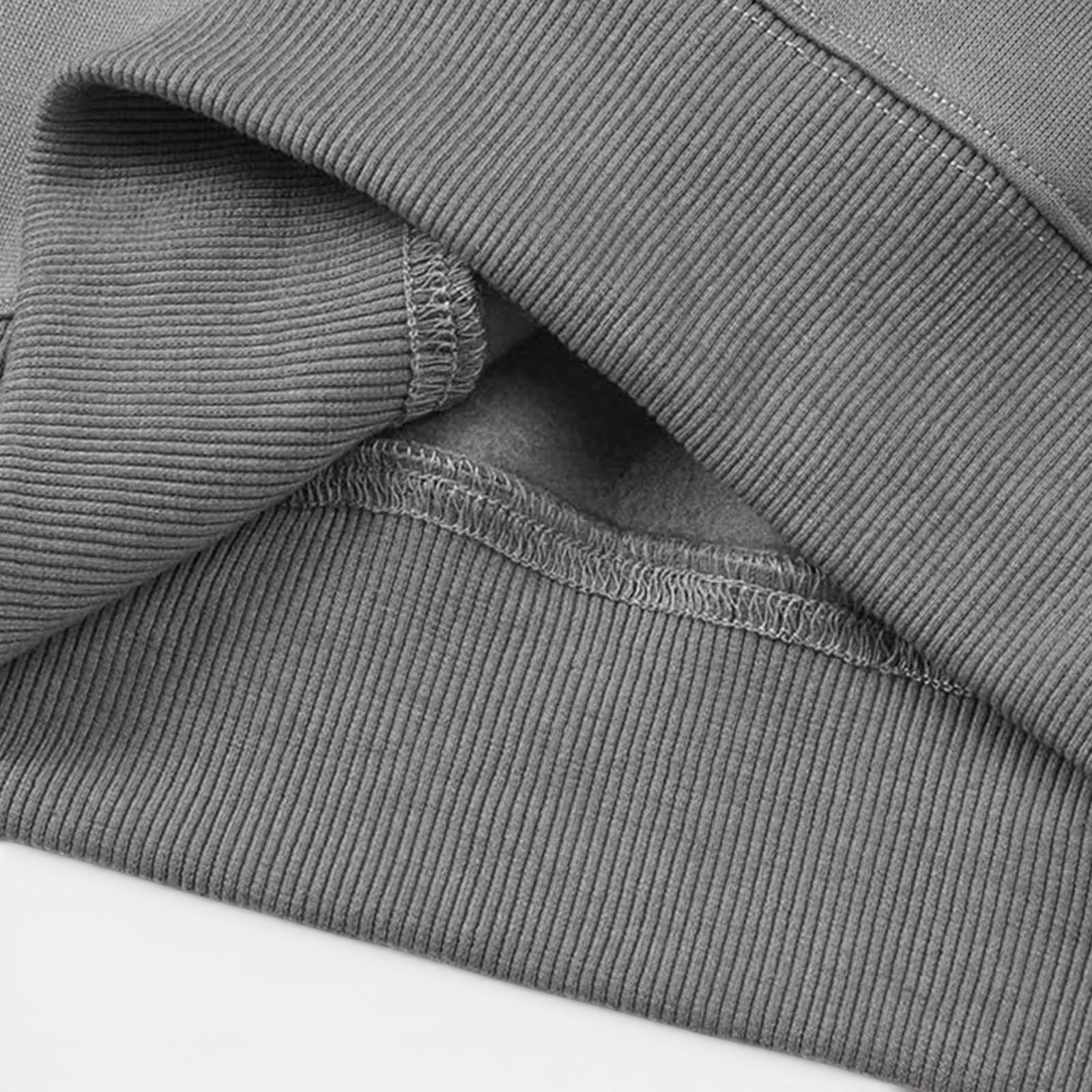 Allzom grey cotton hoodie with ribbed hem and cuffs, featuring a kangaroo pocket.
