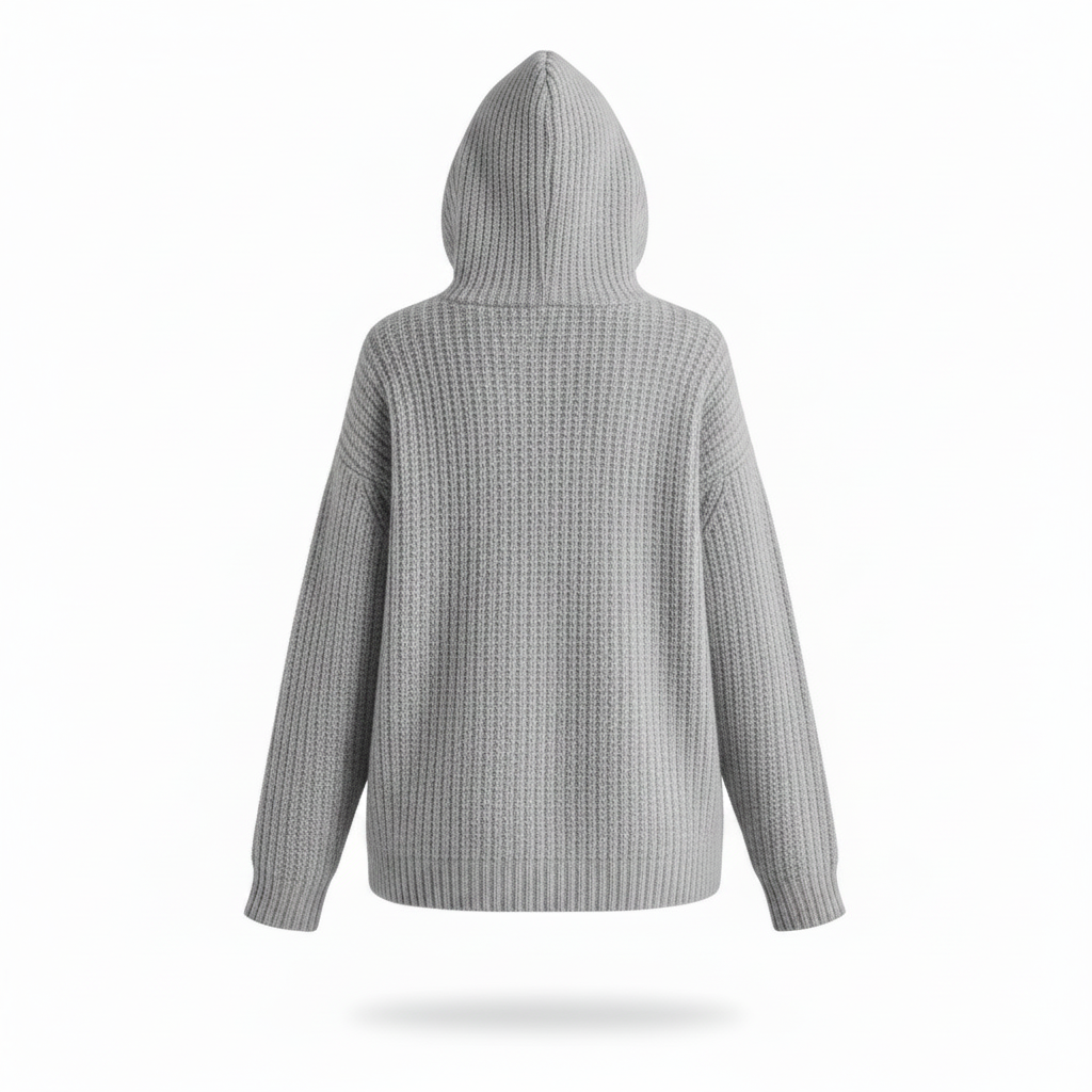 Fashion Solid Color Knitted Loose Casual Hooded Sweater
