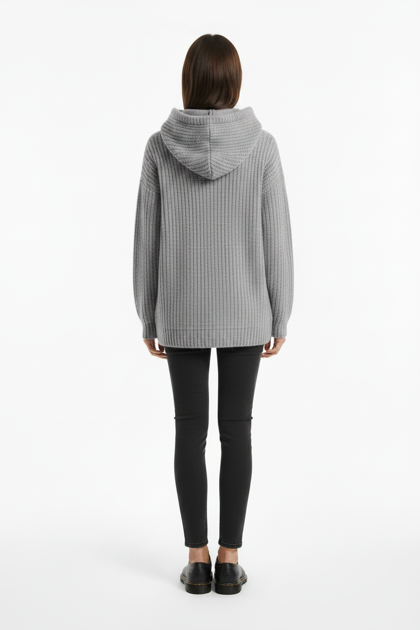 Fashion Solid Color Knitted Loose Casual Hooded Sweater