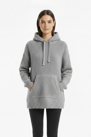 Fashion Solid Color Knitted Loose Casual Hooded Sweater