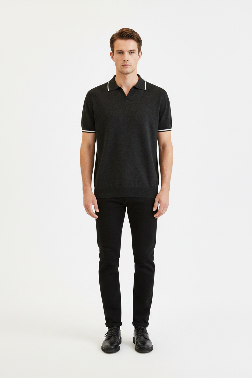 Japanese Style Colorblock Vneck Drapey Breathable Tshirt