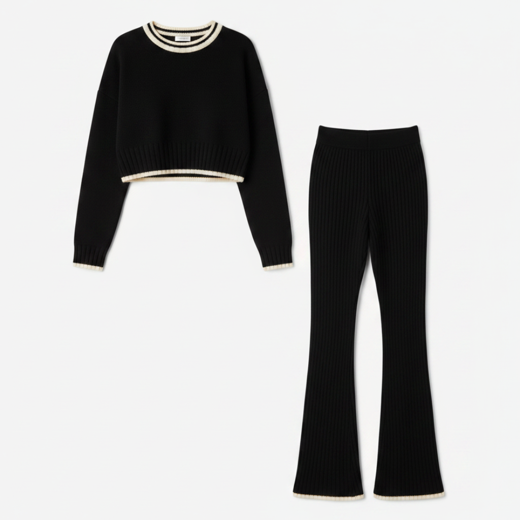 Women's Fashion Simple Knitted Two-Piece Set