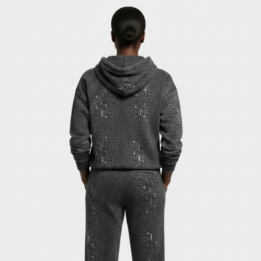 Women's Casual Hooded Sweatshirt & Wide-Leg Pants Leopard Print Set