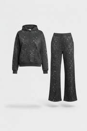 Women's Casual Hooded Sweatshirt & Wide-Leg Pants Leopard Print Set