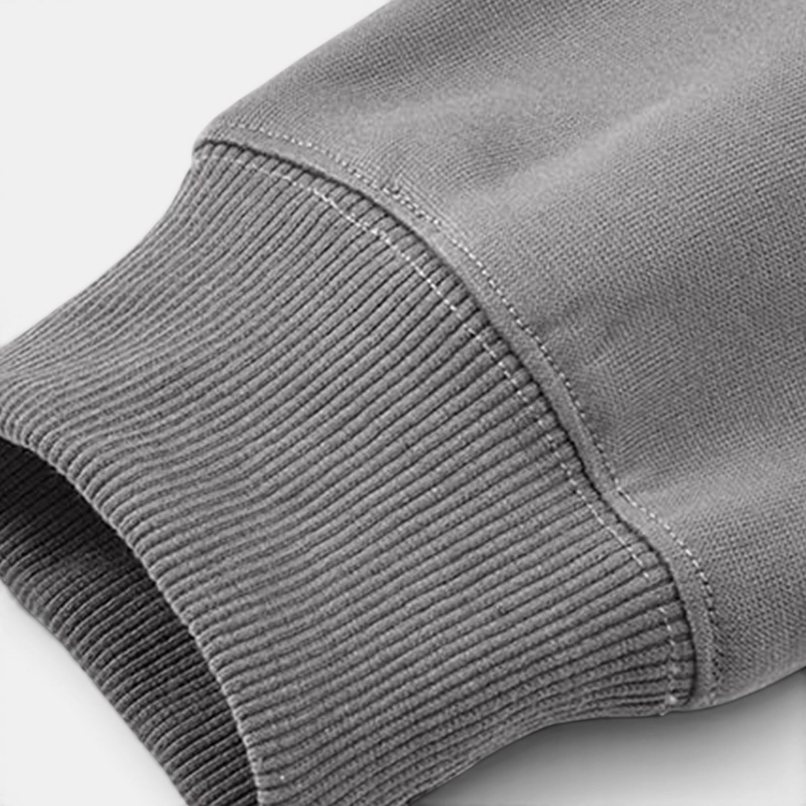 Allzom men's casual grey long sleeve hoodie with ribbed cuffs and contrast stitching.