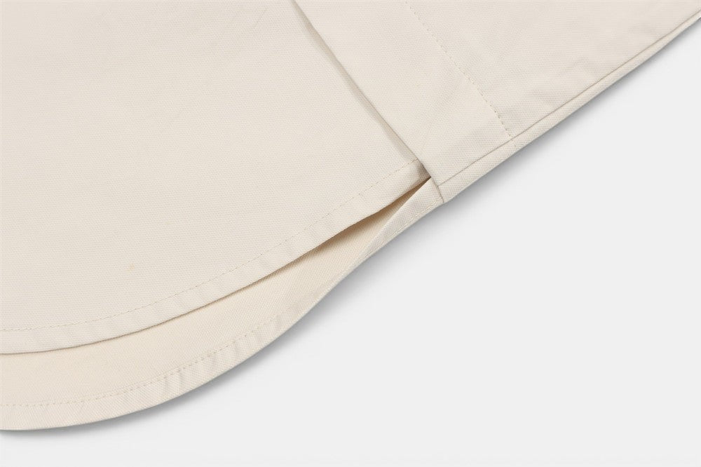 Allzom men's cream long sleeve shirt jacket with zipper pockets, lightweight cotton blend