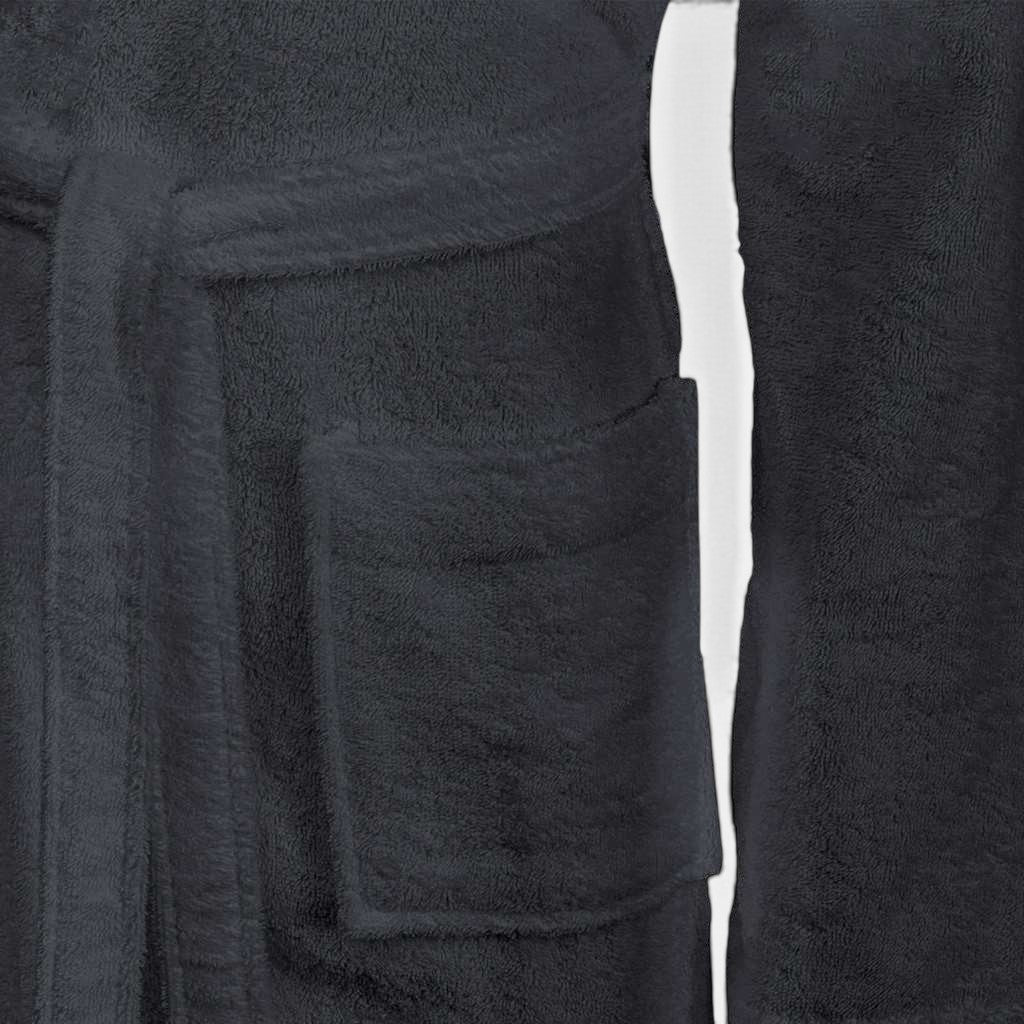 Allzom dark grey premium cotton bathrobe with pockets and belt tie closure