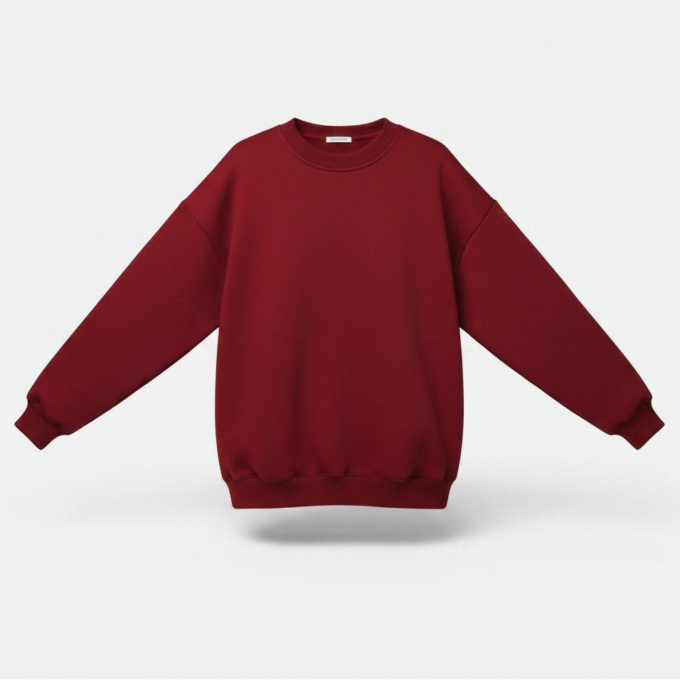 Women's Solid Colour Crew Neck Loose-Fit Pullover Sweatshirt