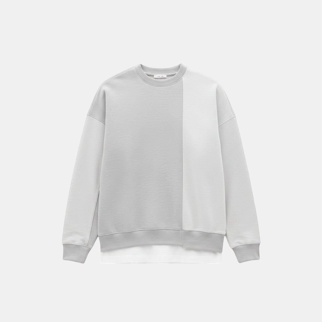 Allzom sweatshirt cinza assimétrica em algodão com painel de cor contrastante e bainha em camadas.