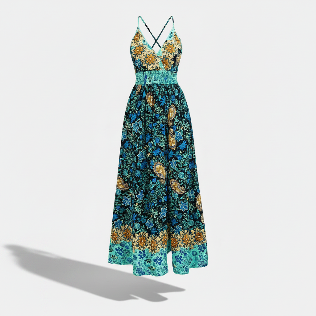 Temperament Printing Slip Dress