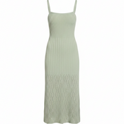 Summer Thin Hollow High Elastic Ice Silk Midi Dress