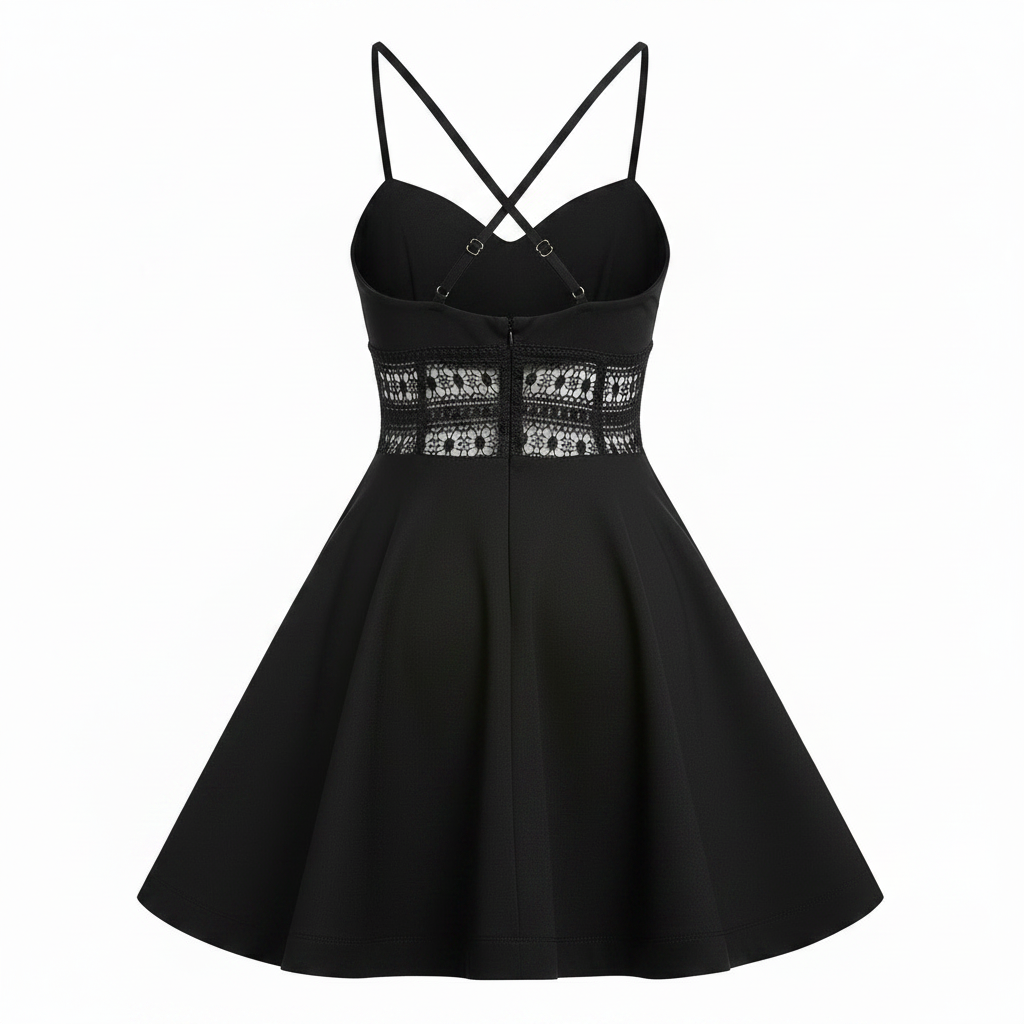 Women's Lace-Stitched Big Swing Dress