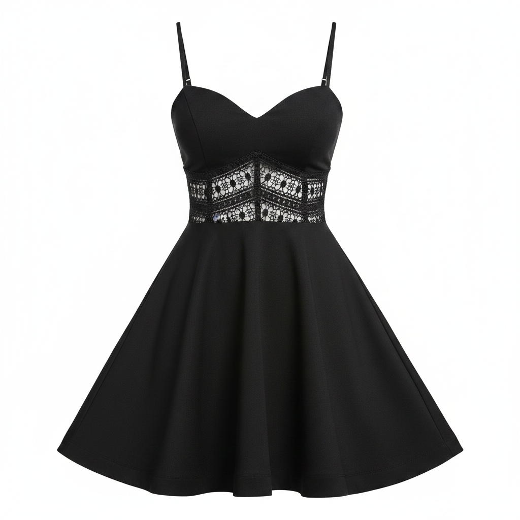 Women's Lace-Stitched Big Swing Dress