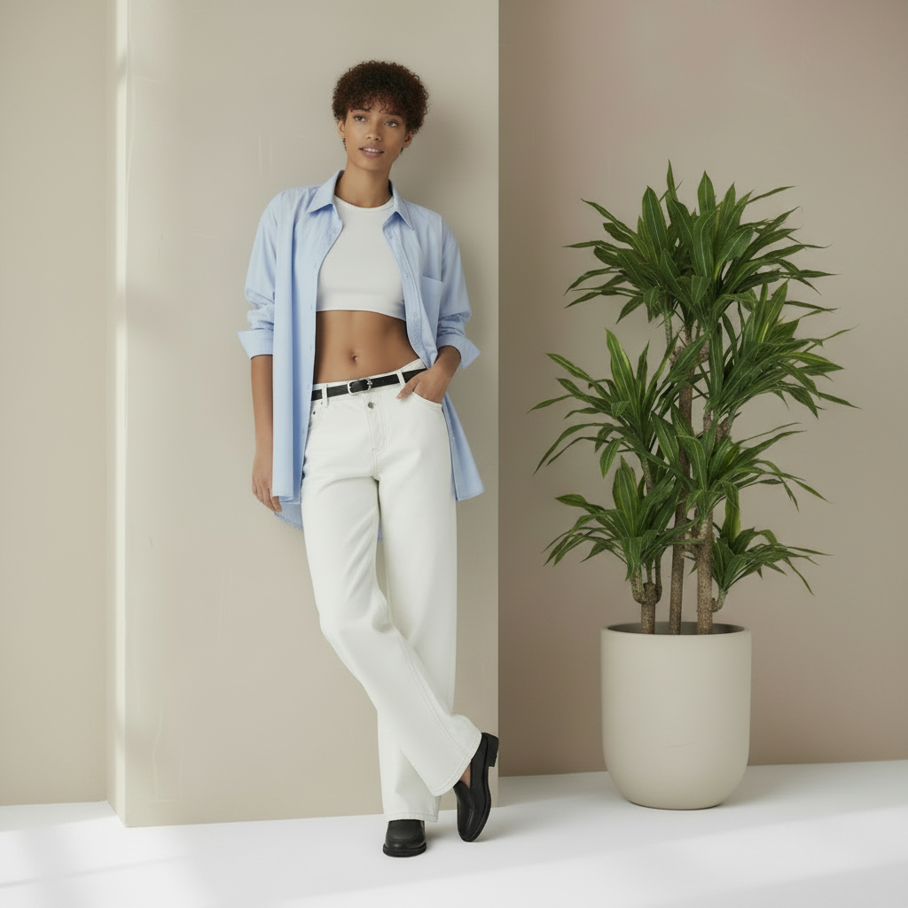 Women's Asymmetric Low-rise Loose-fit Denim Jeans