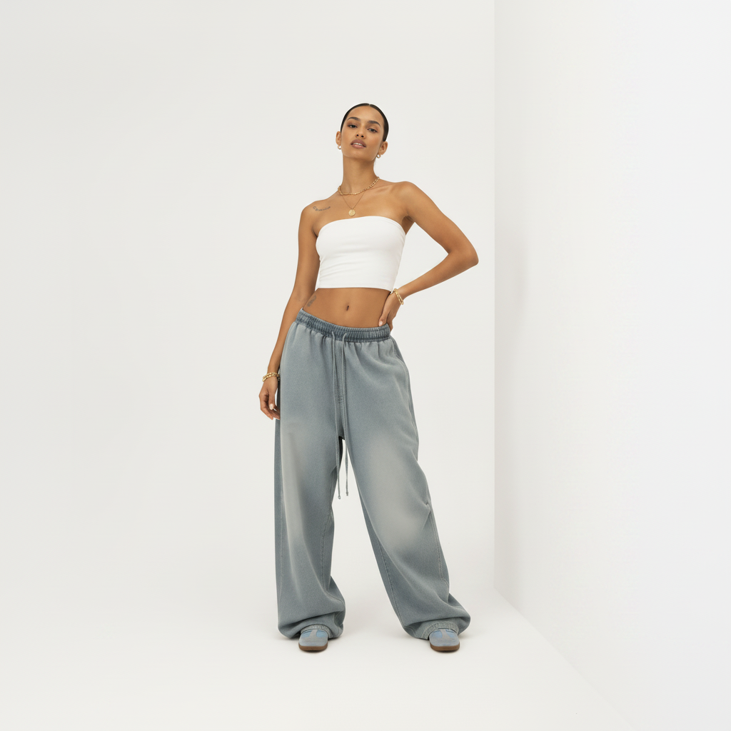 Retro High Street Wide Leg Loose Jeans