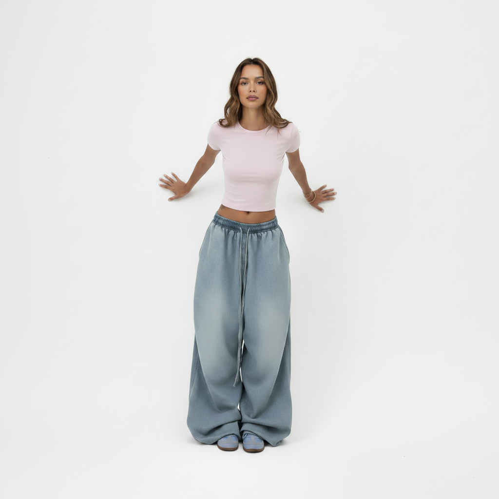 Retro High Street Wide Leg Loose Jeans