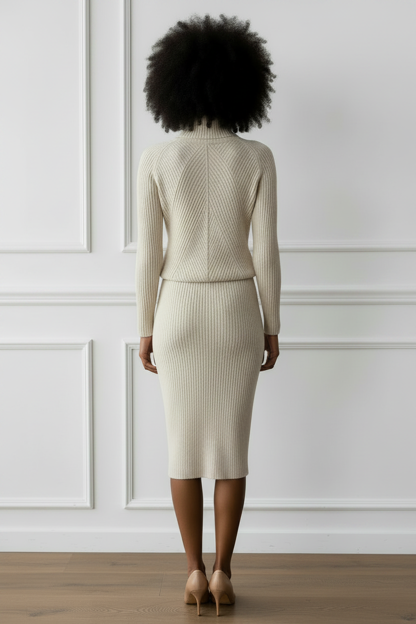 Women's Slim Fit Turtleneck Knitted Sweater – Apricot, Khaki & Navy