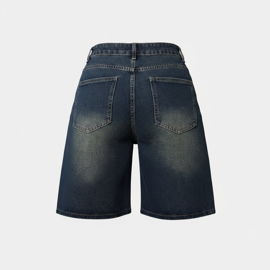 Womens Fashionable Vintage Washed Denim Shorts