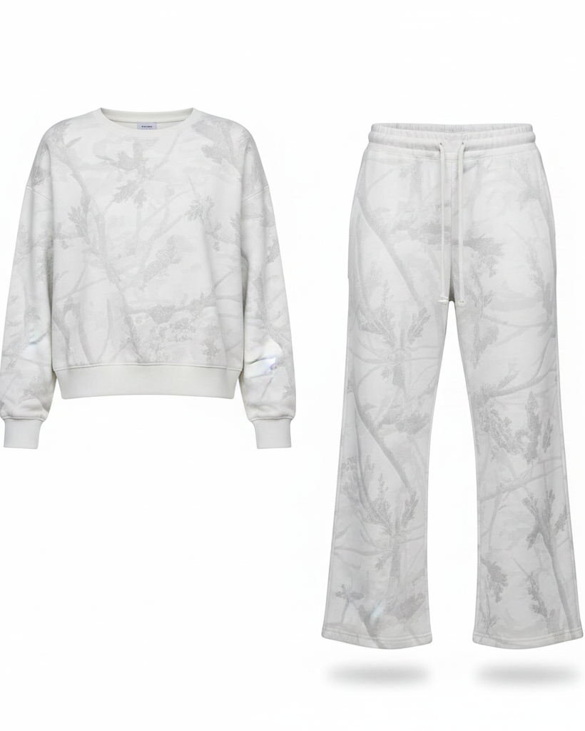 Women's Camouflage Maple Leaf Print Hoodie Sweatshirt Sports Suit