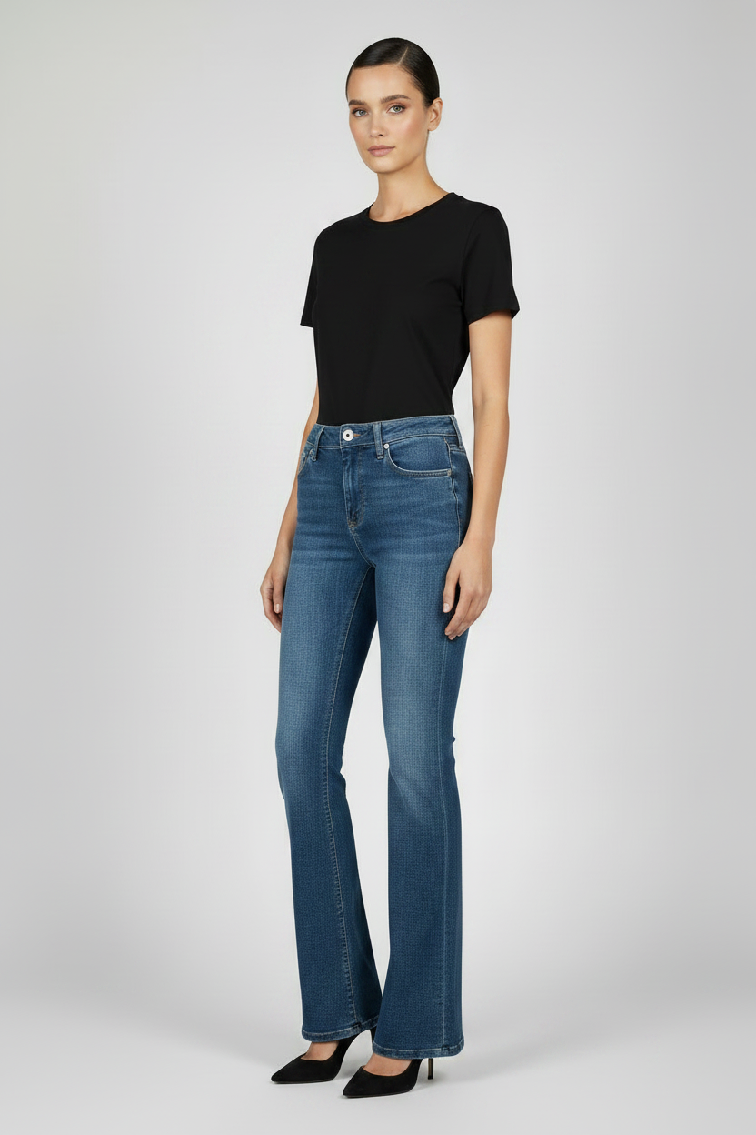 Womens Stretchy Flared Denim Jeans